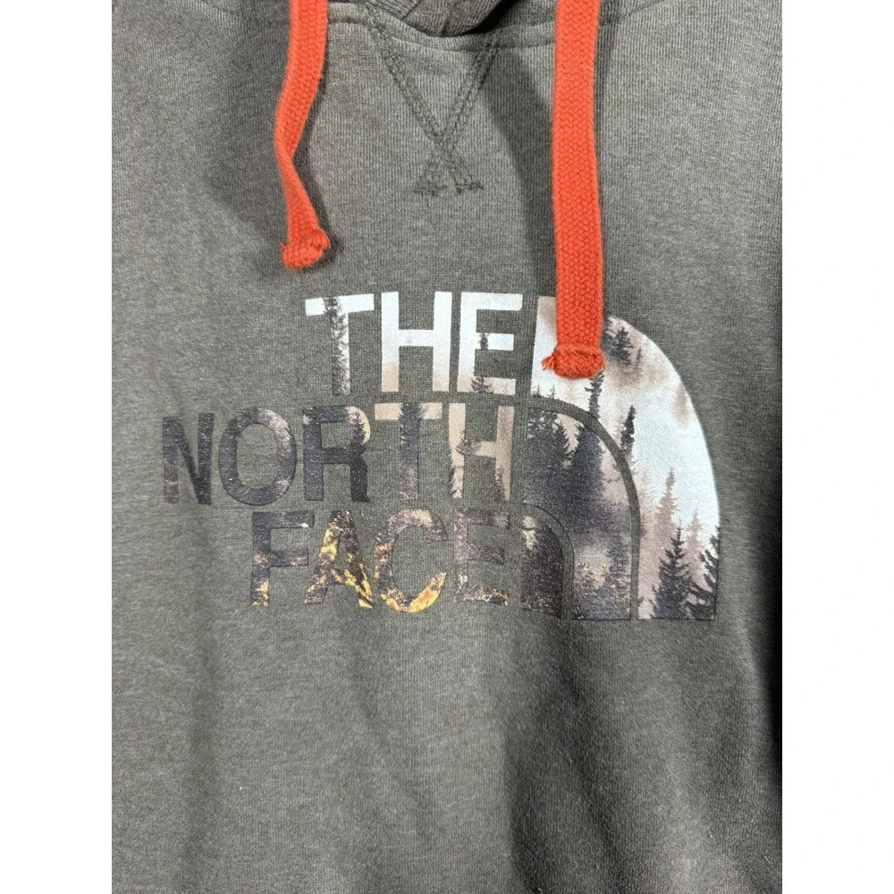 The North Face Orange Gray Pullover Hoodie Men's Small Graphic Camo Sweatshirt